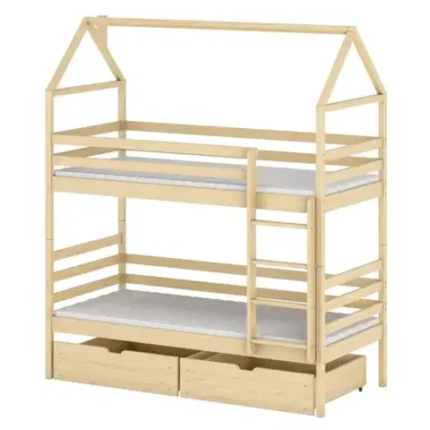 Poschodové postele Posteľ Domček Alex 80x160 borovica
