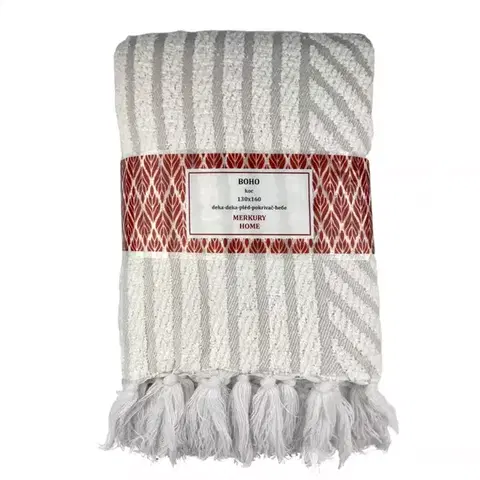 Ozdobné prikrývky Deka Boho 130x160 biela Merkury Home