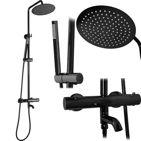 Kúpeľňové batérie REA REA - Sprchový set s batériou 150mm Lungo čierny metalický REA-P8763