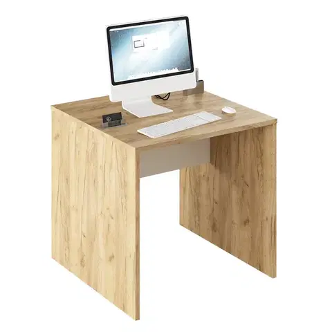 Písacie a pracovné stoly KONDELA Rioma Typ 17 písací stôl dub artisan / biela