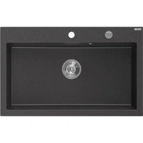 Kuchynské drezy MEXEN MEXEN - Elix granitový drez 1-miska 800 x 500 mm, čierna kropenatá, sifón chróm 6527801005-76