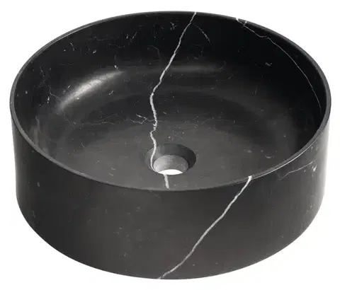 Umývadlá SAPHO SAPHO - BLOK kamenné umyvadlo na desku, priemer 40cm, černá mat Marquin 2401-52