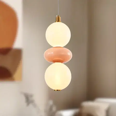 Stropná svetla FLORES lampa wisząca mosiężny+brązowy 12W LED 3000K klosz biały