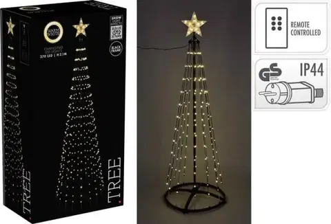 Vianočné osvetlenie Kinekus Dekorácia pyramída, strom 370 LED teplé biele 210 cm adaptér, ovládač, čierna
