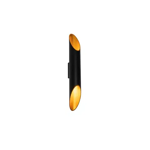 Nástenné osvetlenie Moderná nástenná lampa čierna so zlatým vnútrom 5,6 cm - Organo