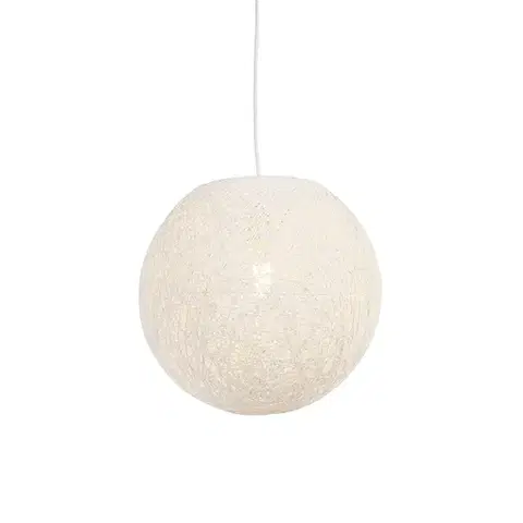 Závesné svietidlá Rustikálne závesné svietidlo biele 35 cm - Corda