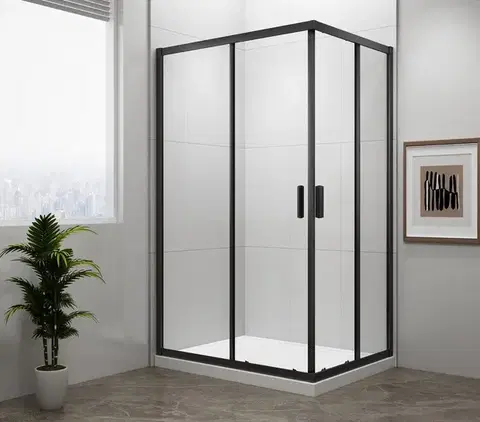 Sprchové dvere POLYSAN - EASY BLACK obdĺžniková sprchová zástena 900x800, číre sklo EL5315B