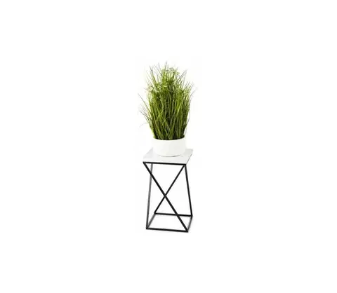 Stojany na kvetiny HowHomely Stojan na kvetiny LOFT 40x24 cm čierna/biela 10-1631-40-BW-MDF