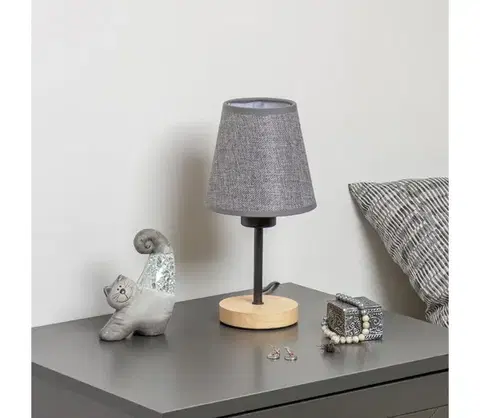 Lampy BRILAGI - Stolná lampa NUBILA WOOD 1xE27/25W/230V dub/šedá BG1567+BG1569