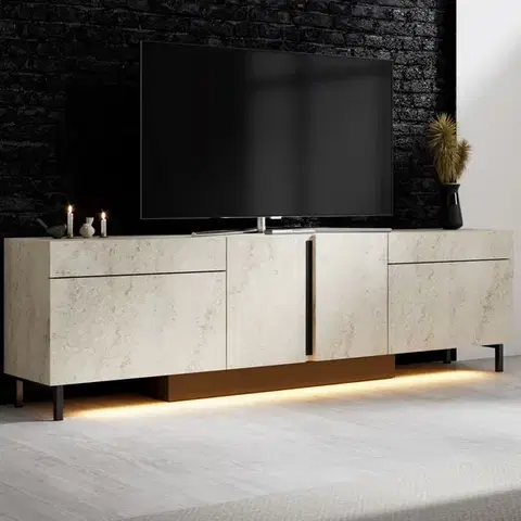 TV stolíky TINE TV stolík s osvetlením, traventine