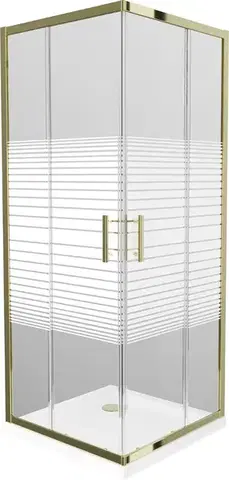 Vane MEXEN/S - Rio sprchovací kút štvorec 70x70, pruhy, zlatá + biela vanička so sifónom 860-070-070-50-20-4010G