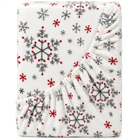 Plachty 4Home Vianočné prestieradlo mikroflanel Snowflakes, 180 x 200 cm