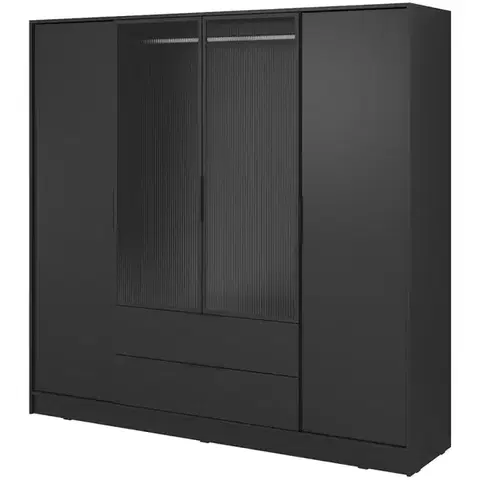Šatníkové skrine Skriňa Kelly 4D RM čierna s LED