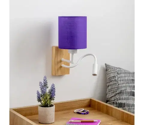 Svietidlá BRILAGI - LED Nástenná lampa NUBILA WOOD 1xE27/25W/230V + LED/3W dub/fialová BG1565+BG1580
