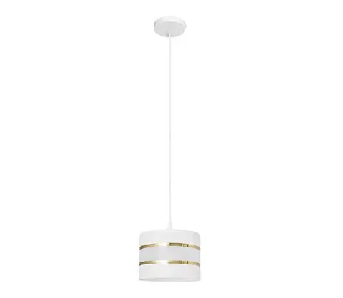 Svietidlá  Luster na lanku HELEN 1xE27/15W/230V pr. 20 cm biela/zlatá W-KM 0801/1 WT+GO+MAT