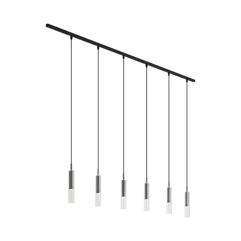 Koľajnicové svetelné systémy Moderný koľajnicový systém čierny so 6 závesnými svietidlami Gunmetal 1-fázový - Slimline Loyce