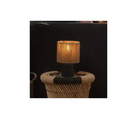 Lampy Atmosphera - Stolná lampa KOBY 1xE14/40W/230V konope/čierna 202668B