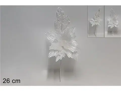 Vianočné dekorácie MAKRO - Kvet vianočný 26cm biely