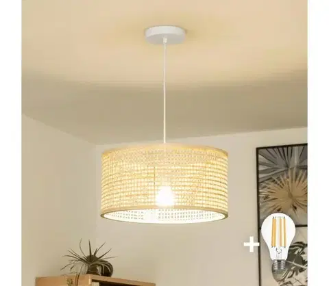 Svietidlá BRILAGI - LED luster na lane CERIA BOHO 1xE27/40W/230V priemer 40 cm bambus EG300171+EG781161