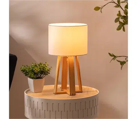 Lampy Atmosphera - Stolná lampa MOLU 1xE27/25W/230V borovica/biela 161500A