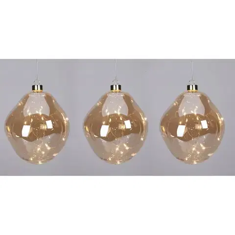 Vianočné dekorácie Sada vianočných LED ozdôb Organic ball 3 ks, zlatá