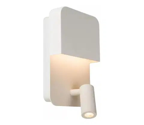 Svietidlá Lucide 79200/08/31 - LED Nástenné svietidlo BOXER LED/5W/230V + LED/5W USB biela 79200/08/31