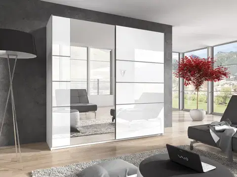 Šatníkové skrine BETKA 56 šatníková skriňa so zrkadlom, biely lesk 22981656