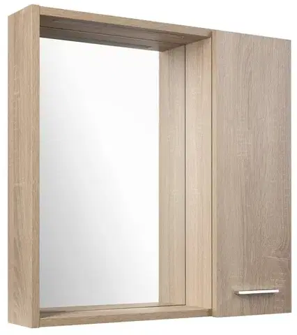 Kúpeľňový nábytok AQUALINE - ZOJA/KERAMIA FRESH STRIP galérka s LED osvetlením, 60x60x14cm, pravá, dub platin 45028S