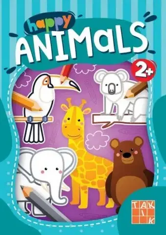 Nalepovačky, vystrihovačky, skladačky Happy Animals omaľovanka