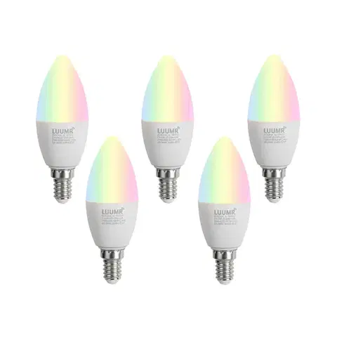 LED osvetlenie Sada 5 inteligentných LED žiaroviek E14 C37 Opal RGBW 4.9W 470 lm 2700-6500K