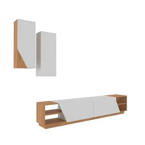 Konferenčné stolíky Televízny stolík so skrinkou Zebra White and Teak