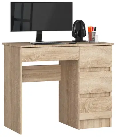 Písacie stoly Moderný písací stôl ZEUS90P, dub Sonoma