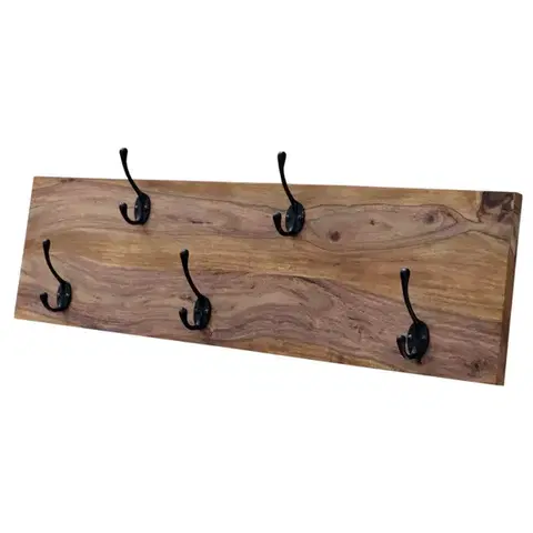 Vešiaky na stenu Vešiak Rami s 5 háčikmi 90x25x2,5 indický masív palisander