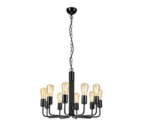 Svietidlá  Závesný luster na reťazi 10xE27/60W/230V čierny LM-10.155/CZARNY