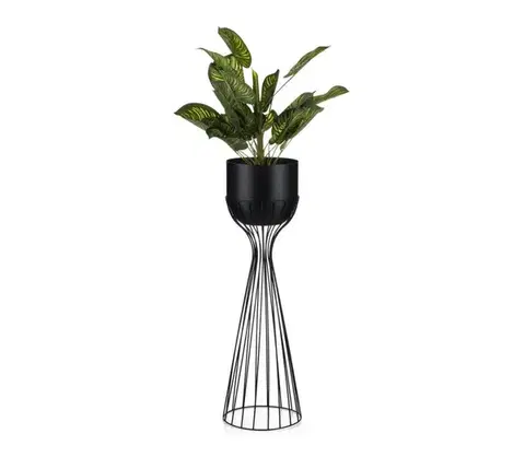 Stojany na kvetiny HowHomely Kovový kvetináč LOFT 68x20 cm čierna HH-ML-11-B