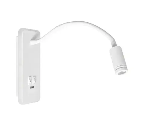 Svietidlá  LED flexibilná nástenná lampička s USB BASE LED/8W+LED/2W/230V, biela ML6349