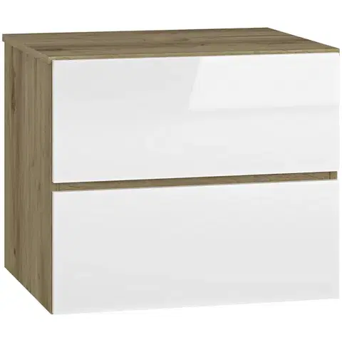 Kúpeľňový nábytok NABBI Baleta S60 kúpeľňová skrinka pod umývadlo craft zlatý / biely lesk