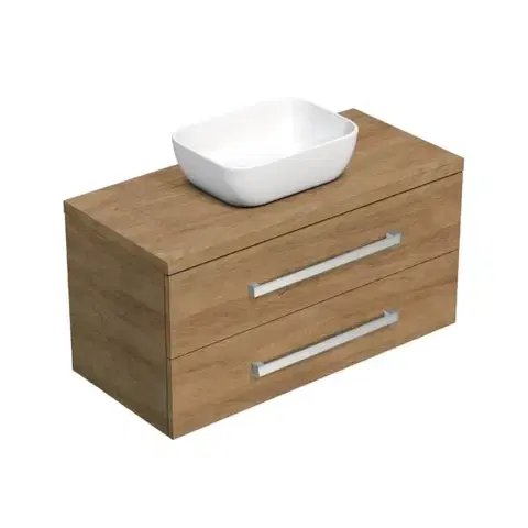 Kúpeľňový nábytok Kúpeľňová skrinka s krycou doskou SAT Cube Way 100x46,5x46 cm dub Hickory CUBE461003DHSAT45 CUBE461003DHSAT45
