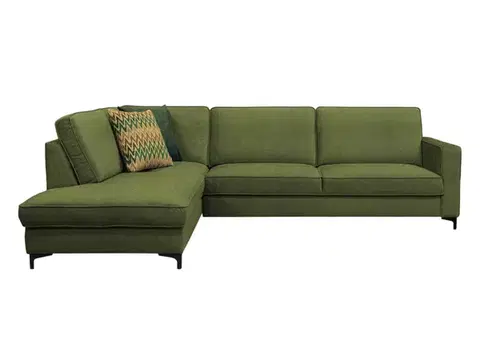 Sedacie súpravy KONDELA Ermon Roh L rohová sedačka s rozkladom a úložným priestorom olivová