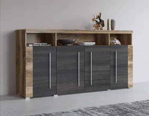 Komody a skrinky POUND šuplíková komoda 4S, orech Satin/touchwood