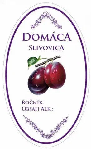 Samolepky na stenu Kinekus Samolepka DOMÁCA SLIVOVICA, oválna, biela, bal. 16ks etikiet