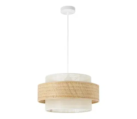 Svietidlá  Luster BOHO na lane, priemer 40 cm, 1xE27/60W/230V, juta/krémová H0172