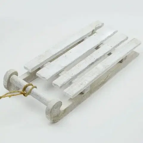 Vianočné dekorácie Kinekus Dekorácia sánky 35x15x6 cm drevo biele
