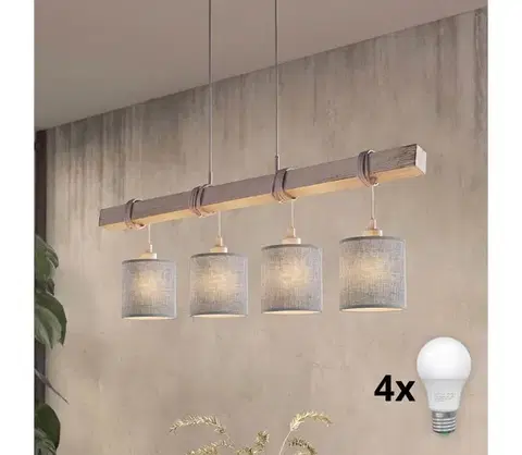 Svietidlá BRILAGI - LED luster na lanku NUBILA 4xE27/60W/230V sivá 1xEG49927A+4xBG1582