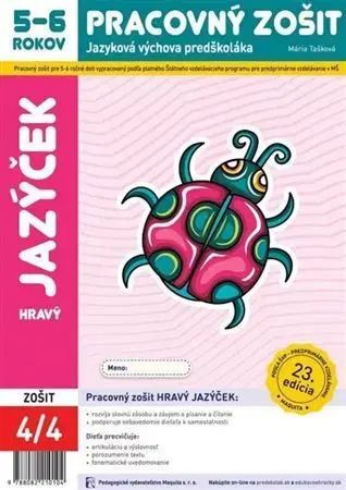 Príprava do školy, pracovné zošity Hravý jazýček - Pracovný zošit 5-6 rokov - Mária Tašková
