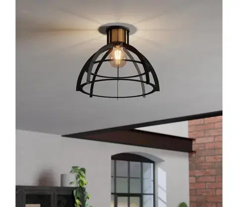 Svietidlá Eglo 43768 - Stropné svietidlo STILLINGTON 1xE27/40W/230V čierna 43768