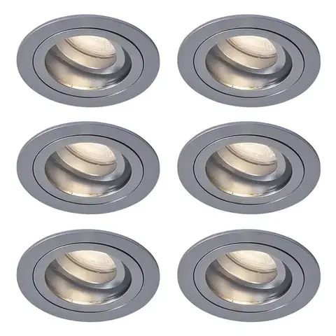 Zapustené svietidlá Sada 6 moderných zapustených bodových svetiel Gunmetal nastaviteľné IP44 - Chuck