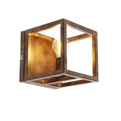 Nástenné osvetlenie Priemyselná nástenná lampa hrdzavohnedá - Cage