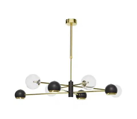 Svietidlá Jupiter 1973-Luster na tyči MOKA 4xGU10/10W/230V + 4xG9/10W/230V zlatá/čierna/číre 1973