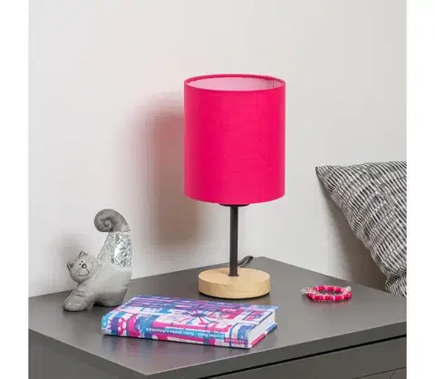 Lampy BRILAGI - Stolná lampa NUBILA WOOD 1xE27/25W/230V dub/ružová BG1567+BG1577